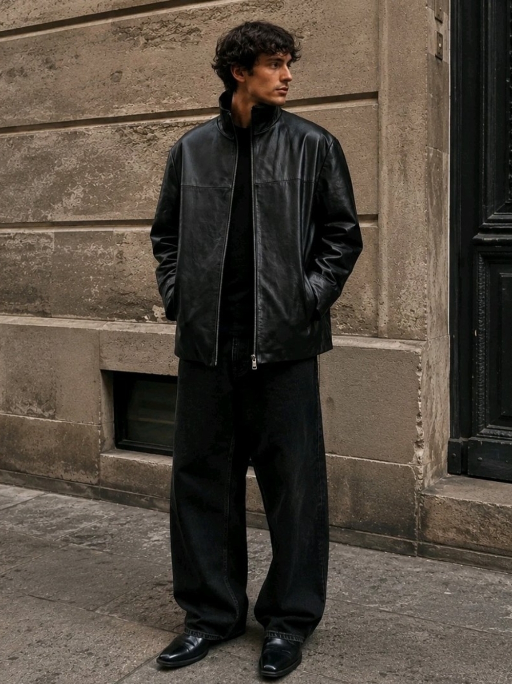 Vintage 90s Y2K Wilsons Pelle Studio Black Leather Jacket Sz M Matrix Minimalist